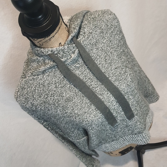 Ruby Moon Women's Extra Small Knit Hoodie Sweater XS Gray Drawstring Acrylic - Picture 5 of 8